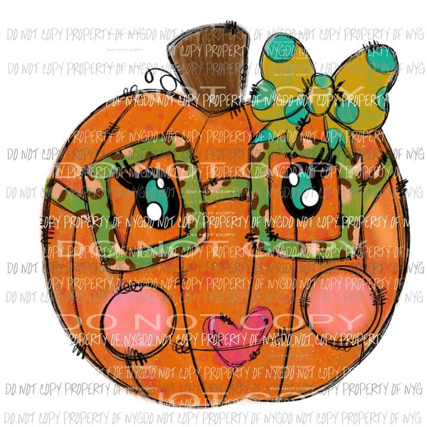 Funky Nerd Pumpkin glasses polka dot bow Sublimation transfers Heat Transfer