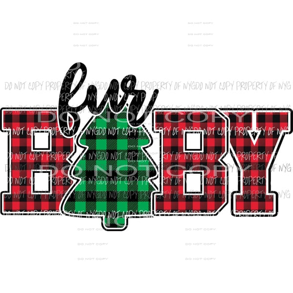 FUR BABY buffalo plaid tree Sublimation transfers Heat Transfer