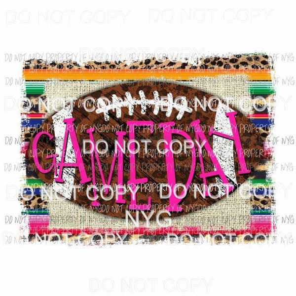 Game Day #2 pink football serape rustic wood Sublimation transfers Heat Transfer