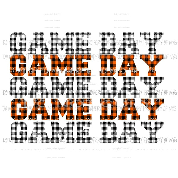 Game Day Orange and black plaid Sublimation transfers Heat Transfer