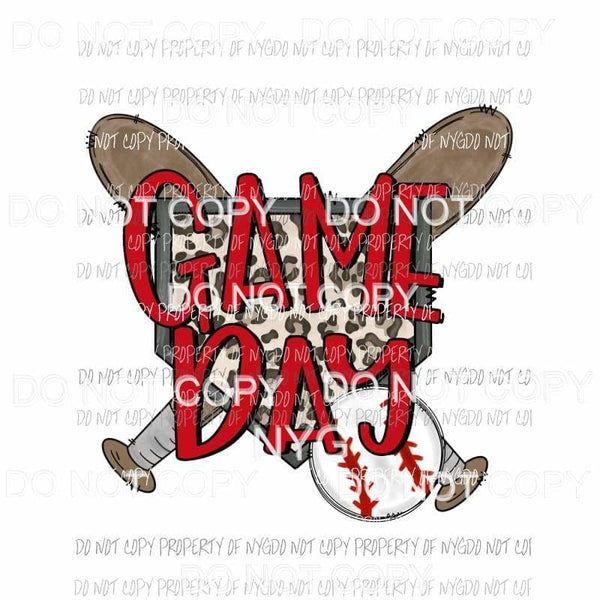 Game Day red baseball bats leopard home plate Sublimation transfers Heat Transfer
