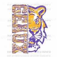 Geaux Tiger Face LSU purple gold football Sublimation transfers Heat Transfer