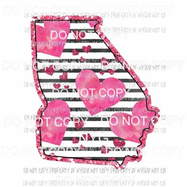 Georgia pink hearts black stripes Sublimation transfers Heat Transfer