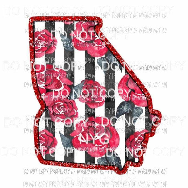 Georgia red floral stripes Sublimation transfers Heat Transfer