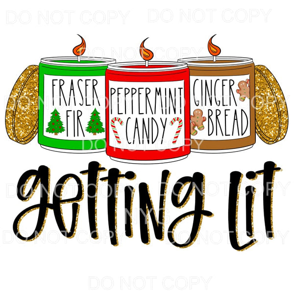 Getting Lit Christmas Candles Gold Glitter #1155 Sublimation