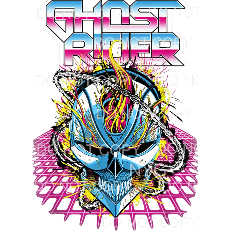 martodesigns - Ghost Rider Marvel Neon Grid Retro Vintage