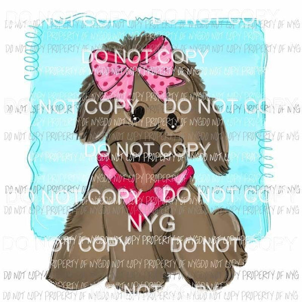 Girl Dog pink bow watercolor Sublimation transfers Heat Transfer