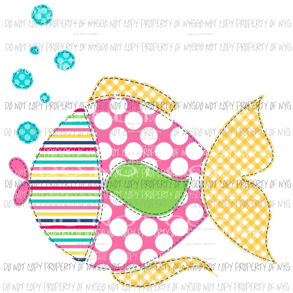 Girl Fish multiple patterns Sublimation transfers Heat Transfer