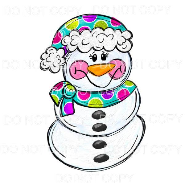 Girl Snowman Multi Color Polka Dot Scarf Hat #1570 