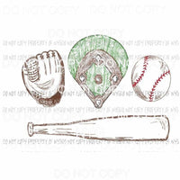 Glove Baseball field bat ball drawing sketch Sublimation transfers Heat Transfer