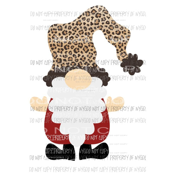Gnome Santa leopard hat # 4 Sublimation transfers Heat Transfer