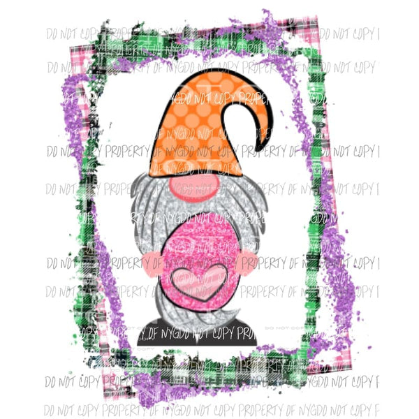 Gnome with Egg Frame Sublimation transfers Easter Heat Transfer
