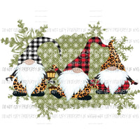 Gnomes holiday leopard red black white plaid Sublimation transfers Heat Transfer