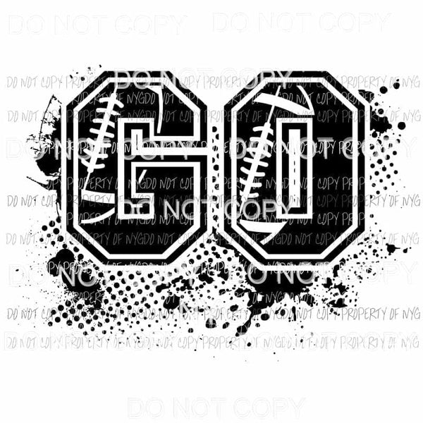 Go Football #1 black pattern Sublimation transfers Heat Transfer