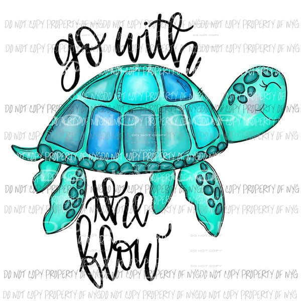 Go With The Flow blue seat turtle Sublimation transfers Heat Transfer