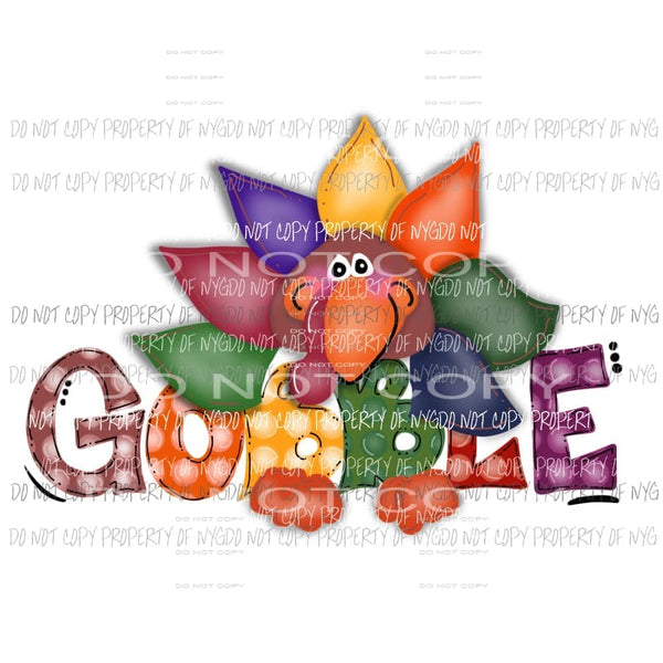 Gobble Turkey hand drawn fall Halloween Sublimation transfers Heat Transfer