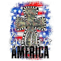 God Bless America Cross Camo Flag Stars 4th of July USA 
