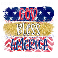 God Bless America Gold Glitter Sublimation transfers - Heat 