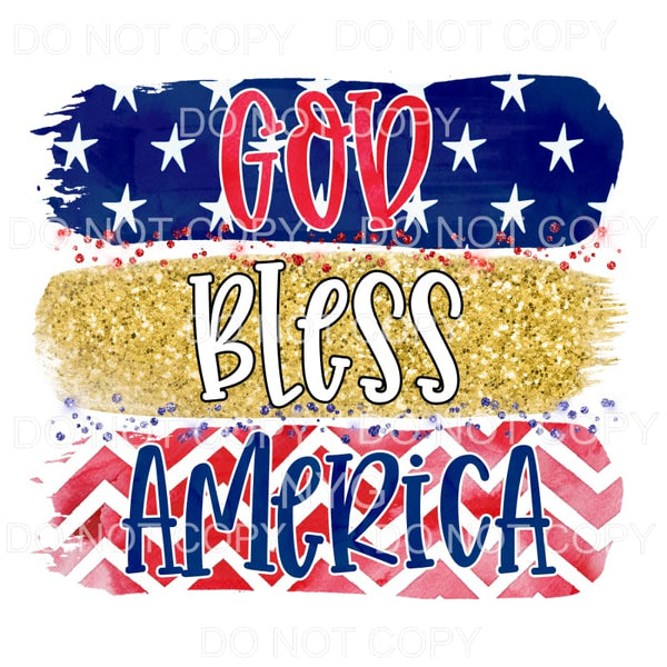 God Bless America Gold Glitter Sublimation transfers - Heat 