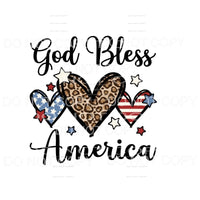 God Bless America Hearts and stars Sublimation transfers - 