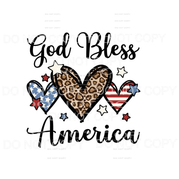 God Bless America Hearts and stars Sublimation transfers - 