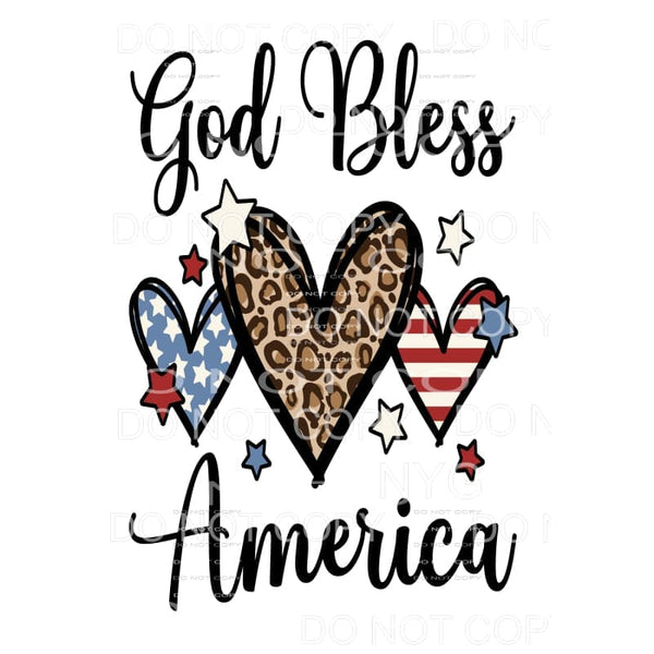 God Bless America Stars Stripes Leaopard Hearts USA #902 
