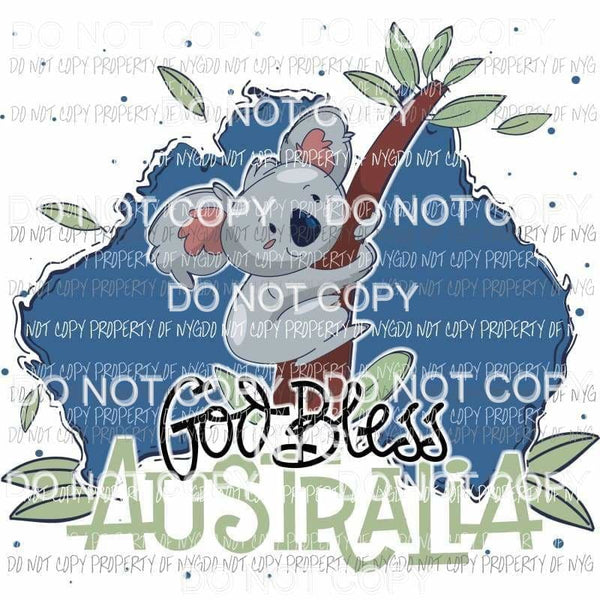 God Bless Australia #2 koala Sublimation transfers Heat Transfer