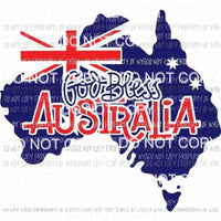 God Bless Australia country map Sublimation transfers Heat Transfer