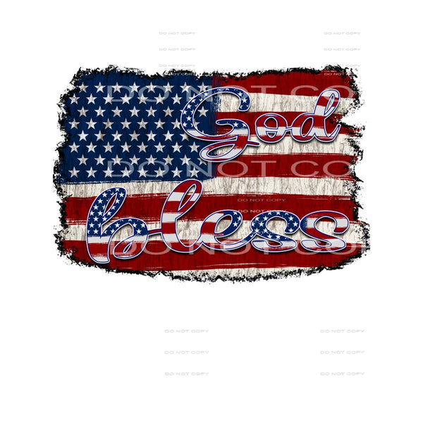 God bless flag #4075 Sublimation transfers - Heat Transfer