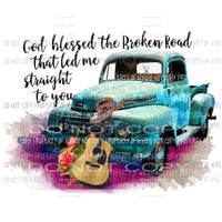 God bless the broken road truck Sublimation transfers Heat Transfer