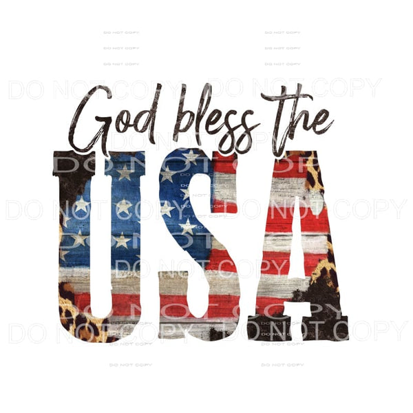 God Bless The USA Flag Grunge Leopard Sublimation transfers 