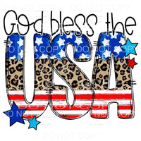 God Bless The USA Flag Leopard 4th of July America 