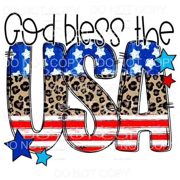 God Bless The USA Flag Leopard 4th of July America 
