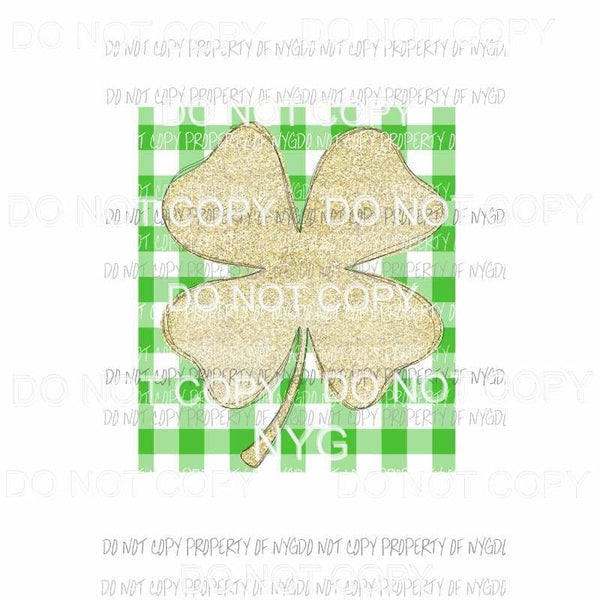 Gold Shamrock green plaid St Patricks Day Sublimation transfers Heat Transfer