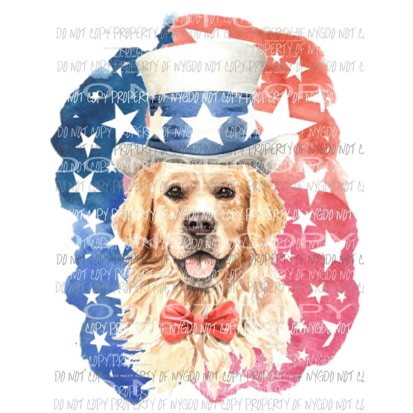 Golden Dog USA flag Sublimation transfers Heat Transfer