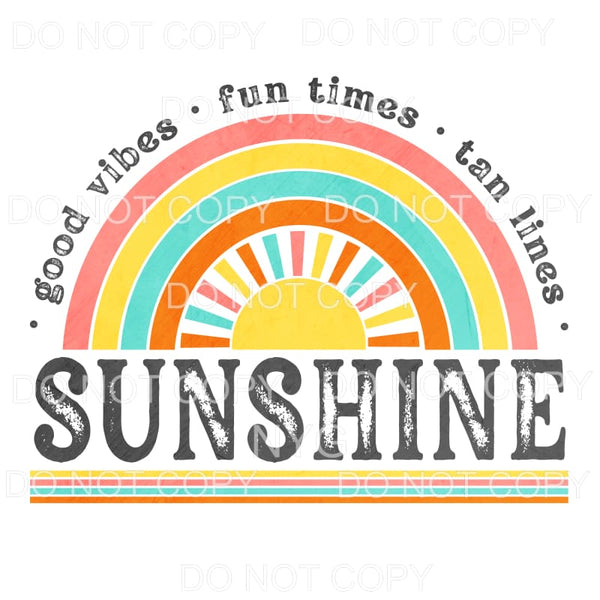 Good Vibes Sunshine Rainbow Distressed Sublimation transfers