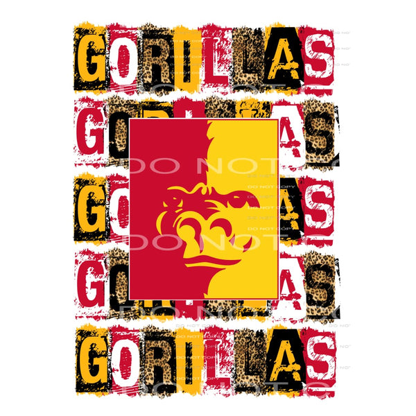 Gorillas red gold block # 9992 Sublimation transfers - Heat 