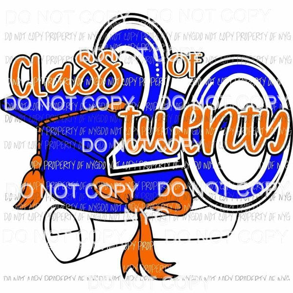 Grad Cap Class of Twenty 20 red blue Sublimation transfers Heat Transfer
