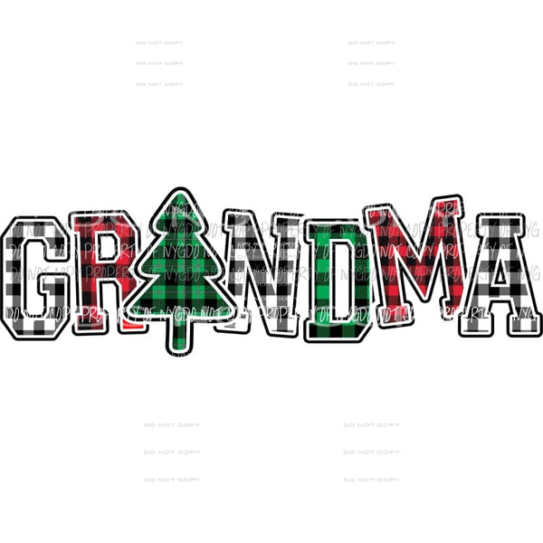 GRANDMA #1 red green black buffalo plaid Sublimation transfers Heat Transfer