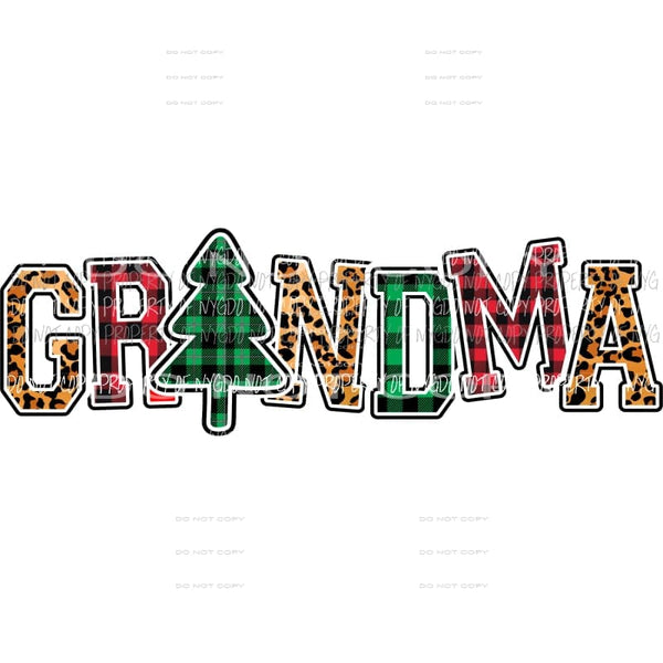 GRANDMA #2 leopard buffalo plaid tree Sublimation transfers Heat Transfer