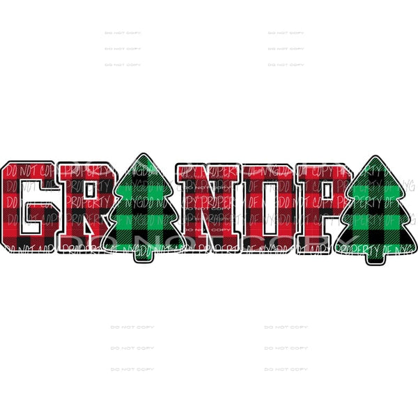 GRANDPA buffalo plaid tree Sublimation transfers Heat Transfer
