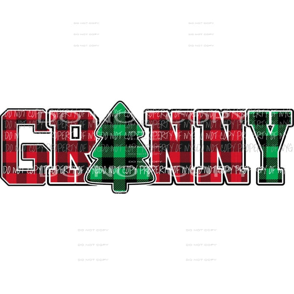GRANNY buffalo plaid tree Sublimation transfers Heat Transfer