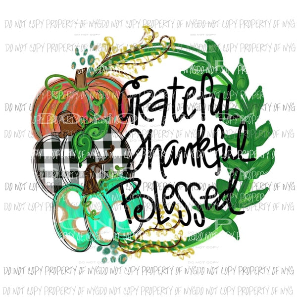 Grateful thankful blessed hand drawn pumpkins fall Halloween Sublimation transfers Heat Transfer