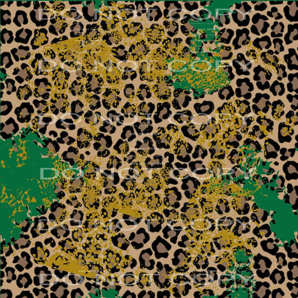 Green and Gold Leopard Sheet Sublimation transfers - Heat 
