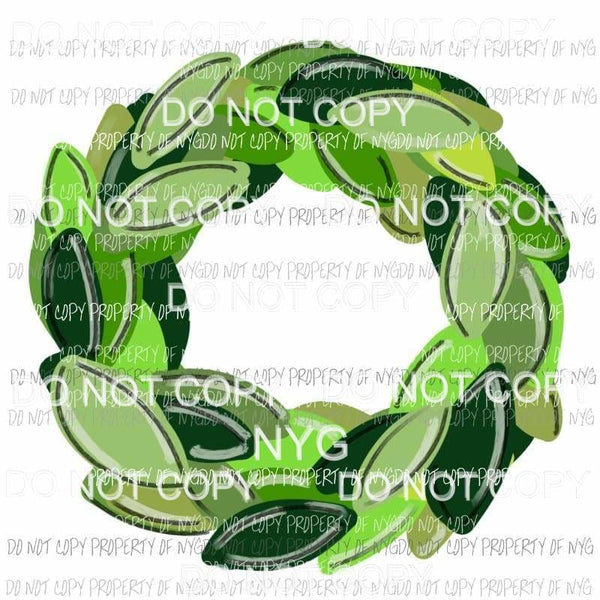 Green Boxwood Wreath Sublimation transfers Heat Transfer