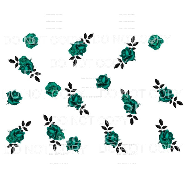 Green Roses Background Sheet Sublimation transfers - Heat 
