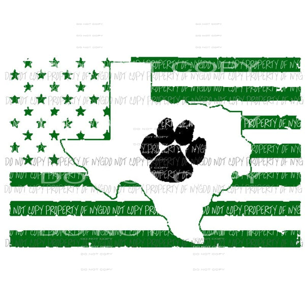 Green Texas flag Paw bulldogs Sublimation transfers Heat Transfer