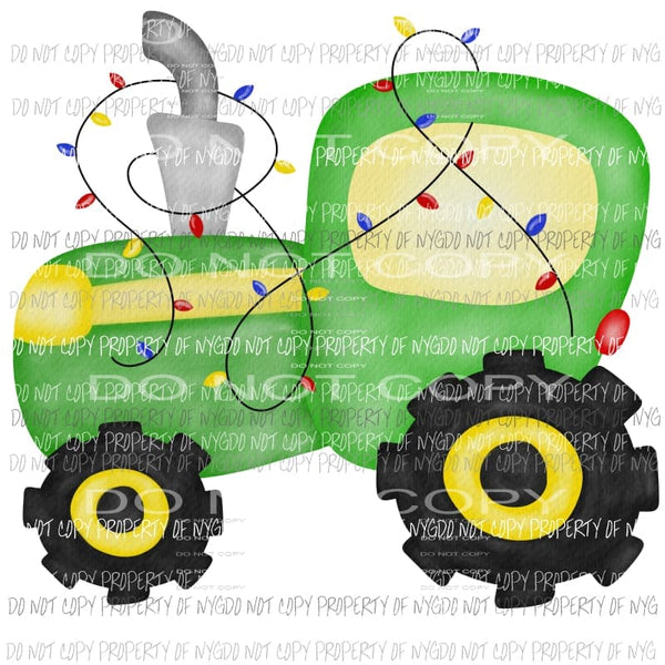 Green Tractor Christmas Lights Sublimation transfers Heat Transfer