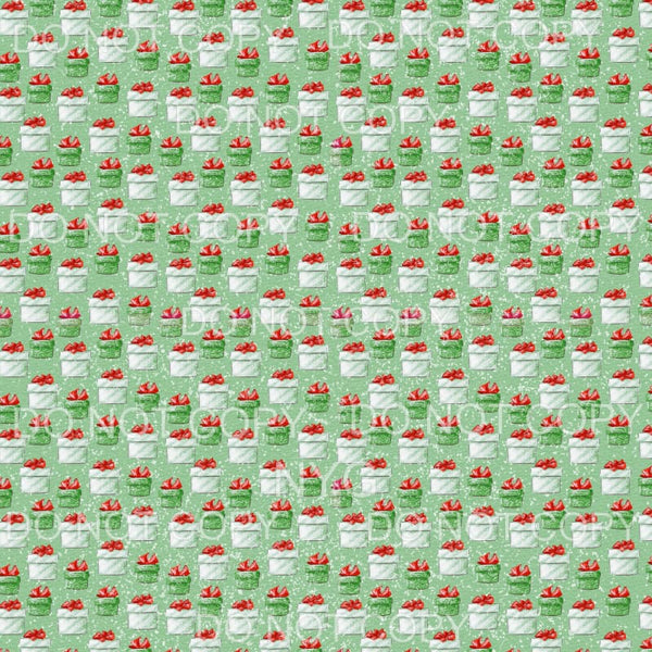 Green White Stripe Gift Red Bow Christmas Sheet #935 