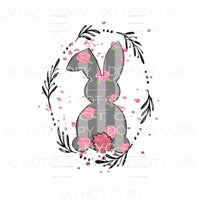 Grey Pink Floral Bunny Easter Sublimation transfers - Heat 